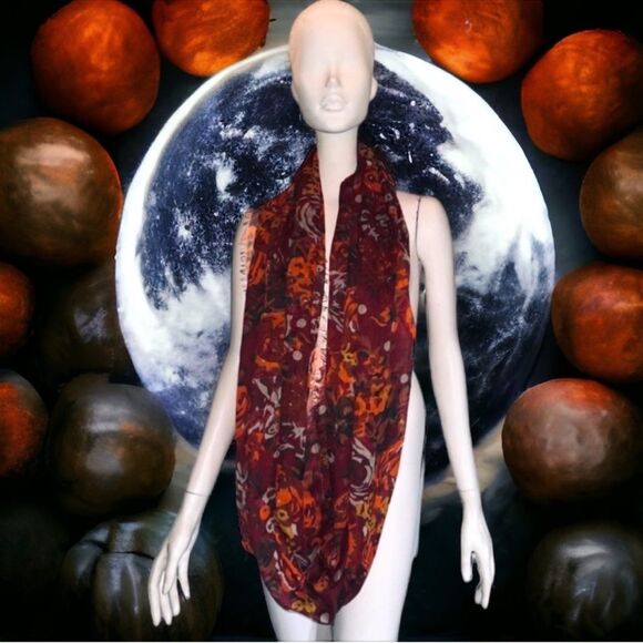 Cejon Infinity Scarf Red Vibrant Floral Print Excellent Condition 🎉 Host Pick 🎉 - Picture 9 of 16